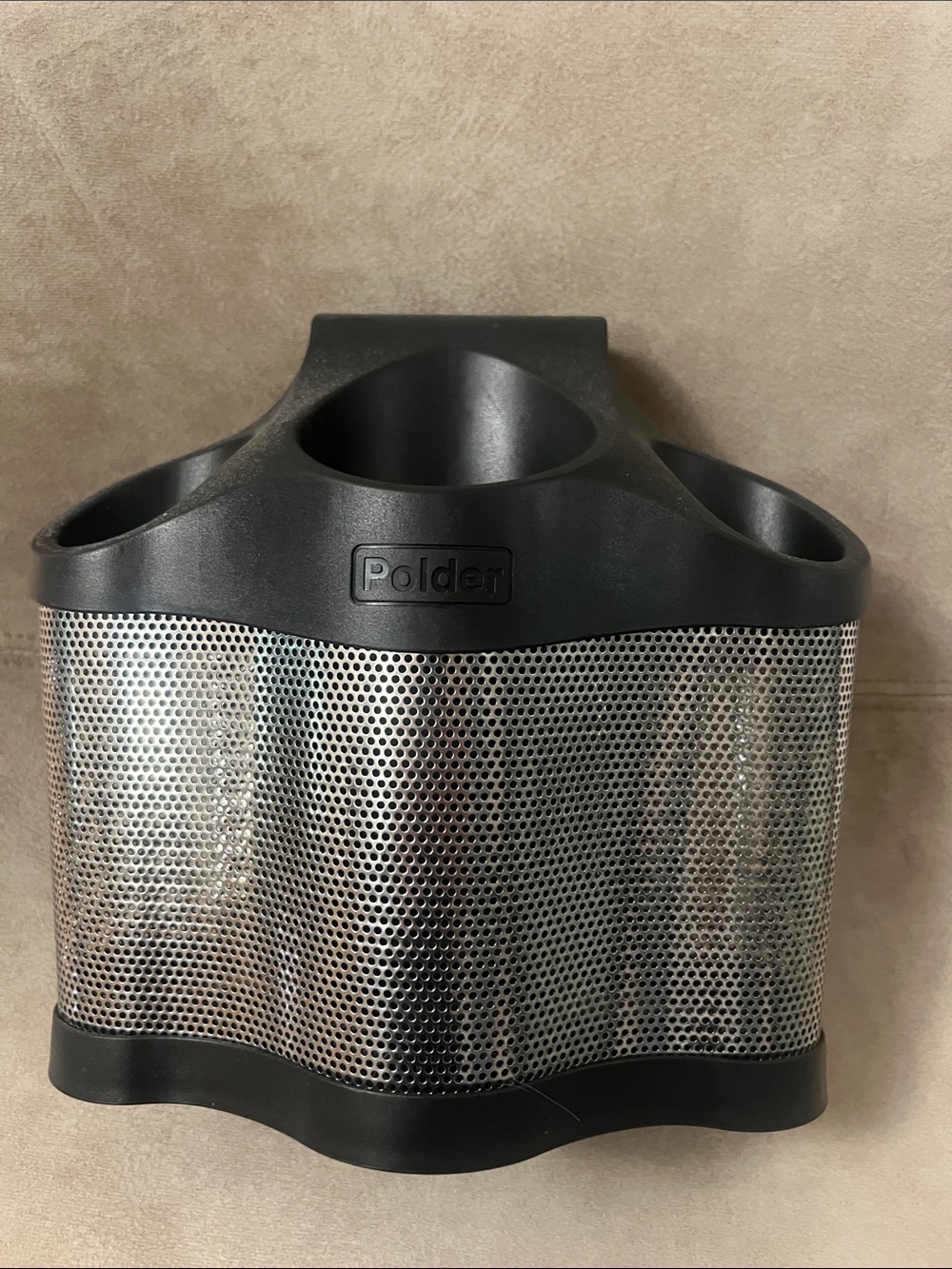 Polder Black and Silver Triple Compartment bathroom Caddy